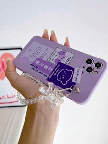 1 Ốp lưng điện thoại chống sốc TPU màu tím mờ họa tiết gấu bông và 1 dây đeo cổ tay gấu bông trong suốt, tương thích với các điện thoại Apple/Android//OPPO bao gồm 17 Pro Max, 14 Pro Max, A52 4G, A31 4G, A23, Redmi Note 11 Pro 4G, Redmi Note 12 4G, OPPO A54, A14, A54 - Nhiều màu - Xem 2