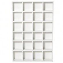 HOMCOM Mobile Libreria a Parete porta CD da 24 Ripiani ad Altezza Regolabile, Libreria in Legno Truciolato, 130.5x89x20 cm - Bianco - Visualizzare 7