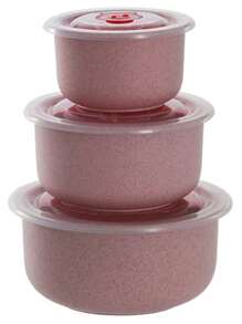 3 piezas Bol portátil de plástico - Rosa - Ver 1