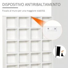 HOMCOM Mobile Libreria a Parete porta CD da 24 Ripiani ad Altezza Regolabile, Libreria in Legno Truciolato, 130.5x89x20 cm - Bianco - Visualizzare 6