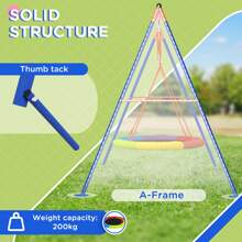 Outsunny Garden Swing Set, Kids Swing Nest, Swing Seat With A-Frame Structure, Child Swing For Outdoor Use - Multicoloured - Multicolor - View 6