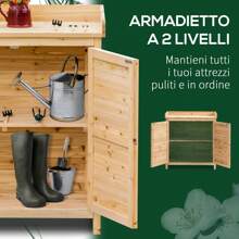 Outsunny Armadietto da Esterno a 2 Ripiani in Legno di Abete con Design Rialzato e 2 Ante, 83x40x92 cm, Color Legno - Albicocca - Visualizzare 4