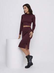 Women Dresses - 酒紅色 - 查看 2