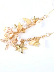 1 Miếng Vỏ sò bờ biển Phong cách Bohemian Kỳ nghỉ Dây chuyền - Vàng - Xem 2