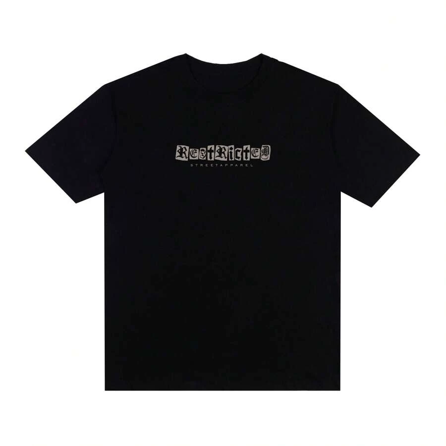 Camiseta Basic Streetwear Estampado Grunge Cut 100% Algodão Manga Curta Unissex - Preto - Visão 1