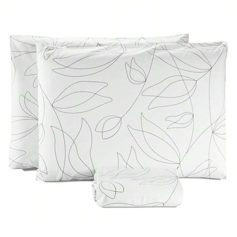 Flat Sheets - 黑白花卉 - 查看 1