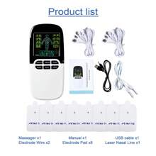 雙通道電子脈衝按摩機8種模式tens Ems身體按摩器可充電神經肌肉刺激器身體放鬆,配有8片電極貼片 - 白色 - 查看 13