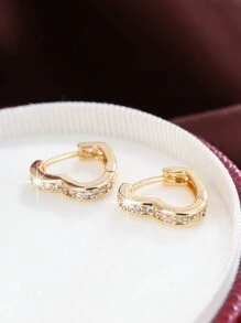 1 对简约时尚心形镶嵌耳钉情人节