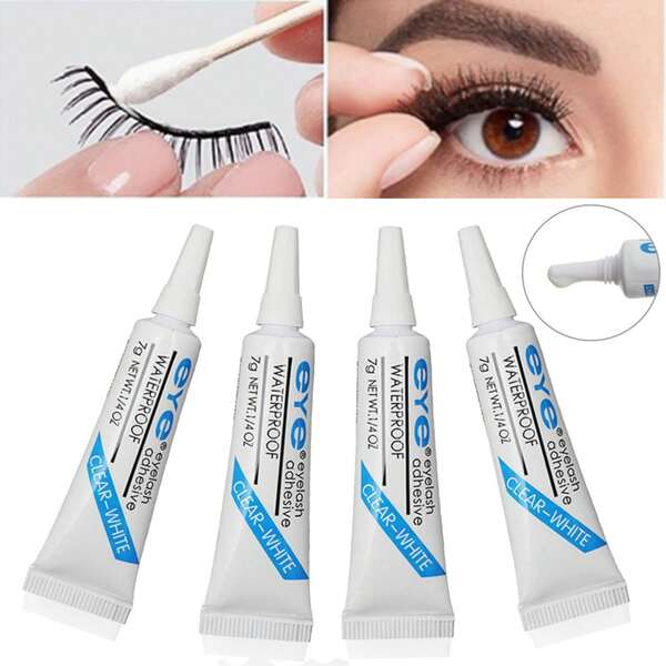 YADORNOS 4pcs/Set False Eyelash Adhesive Glue, 7g Mini Glue, Waterproof Strong Clear Strip Lash Glue
