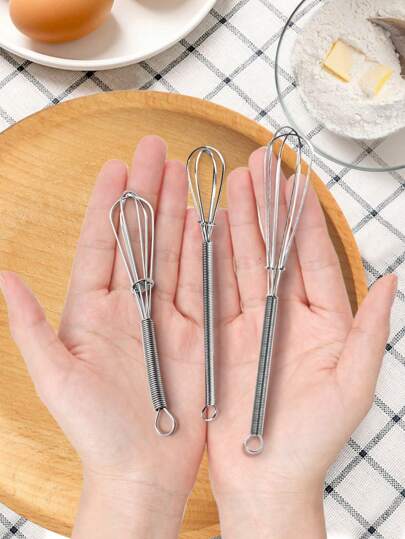 1pc Mini Stainless Steel Egg Whisk, Classic Egg Beater For Kitchen