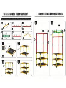 多功能裝配式外套帽架,轉角鞋櫃,收納架,門廳家具。材質: 鍍鋅管 + Pp塑料 + 非織布 - 黑色 - 查看 12