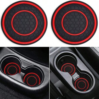 2pcs Non-Slip Anti Dust Mats Diameter Universal Auto Anti Slip Cup Holder Insert Coaster, Durable, Suitable For Most Car