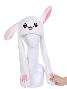 卡通貓設計毛茸茸帽子可愛 - 白色 - 查看 4