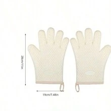 1pc Five Fingers Silicone Heat Resistant Gloves Microwave Non-Slip Thickened Insulated Baking Gloves - White - View 5