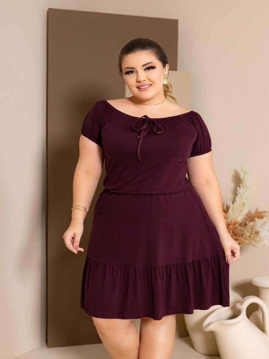 Vestido Ciganinha Diversas Cores Casual - Marsala - Visão 1