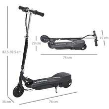 Monopattino Elettrico per Bambini Pieghevole da 120W, Velocità Max 12km/h e Portata 50kg, 74x36x69-91 cm, Nero - nero - Visualizzare 6
