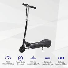 Monopattino Elettrico per Bambini Pieghevole da 120W, Velocità Max 12km/h e Portata 50kg, 74x36x69-91 cm, Nero - nero - Visualizzare 5