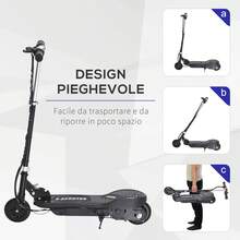 Monopattino Elettrico per Bambini Pieghevole da 120W, Velocità Max 12km/h e Portata 50kg, 74x36x69-91 cm, Nero - nero - Visualizzare 7