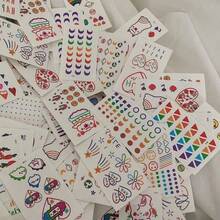 Bộ 60 hình xăm tạm thời nhiều màu sắc dễ thương chủ đề cầu vồng cho ngón tay, thiết kế hình mặt trăng và trái tim đáng yêu, không thấm nước và chân thực dành cho phụ nữ - Nhiều màu - Xem 4