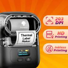 Phomemo 1入組標籤製造機- M110無線標籤印表機,附帶1卷40x30mm / 1.57" X 1.18"熱敏貼紙標籤,適用於店主、小型企業、辦公室、地址、標誌、服裝、郵寄等業務印表機,可用於手機和電腦的小型標籤製造機,條碼、文檔、產品信息、價格標籤、運輸標籤印刷,支援iOS和Android,203dpi高速無墨水標籤製造機,支援20-50mm / 1"-2"熱敏標籤尺寸,可充電口袋大小條形碼標籤印表機,附有Type-C電纜,適合作為新年禮物贈送給任何人 - 白色 - 查看 5