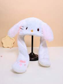 卡通貓設計毛茸茸帽子可愛 - 白色 - 查看 1