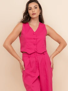 Women Two-Piece Outfits - 玫紅色 - 查看 3