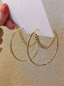 1pair European And American Style Circular Link Chain Earrings - Hoop Chain Earrings - View 6