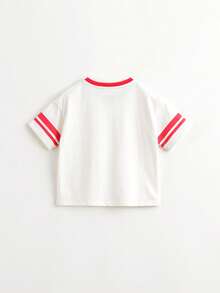 MARC&JANIE Young Boys' Vitality Academy Colorblock Letter Print Round Neck Sports Short Sleeve T-Shirt, Summer