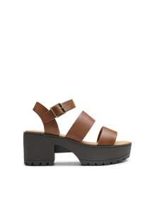 Women Minimalist Platform Slingback Sandals, Open Toe Punky Chunky Summer Sandals For Beach, Vacation - Brown - View 5