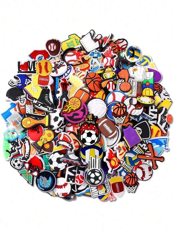 5pcs/10pcs/20pcs/30pcs/50pcs/100pcs Random Sports Theme Decorations For Bracelets, Wristbands, Party Favors, And Item Decorations (Random Styles, Handmade With Possible Minor Glue Residue Or Defects That Do Not Affect Usage)