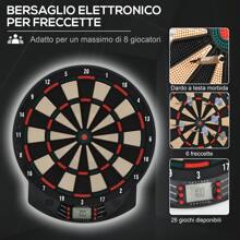 Bersaglio a Freccette Elettronico in PP con 6 Freccette e Tabellone Segna Punti, 44x39.5x2.2cm, Nero - nero - Visualizzare 8