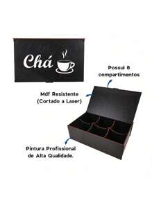 Caixa de Chá Preto - Preto - Visão 2