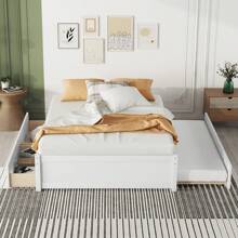 Nestfair Wooden Full Size Platfrom Bed With Trundle And 2-Drawer