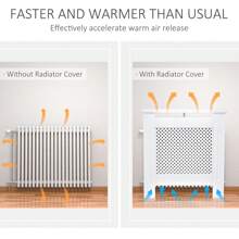 HOMCOM Wooden Radiator Cover Heating Cabinet Modern Home Furniture Grill Style  White Painted (Small) - White - View 7