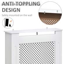 HOMCOM Wooden Radiator Cover Heating Cabinet Modern Home Furniture Grill Style  White Painted (Small) - White - View 8