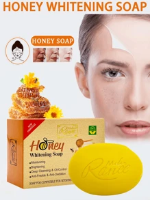 1入組8cm現代化黃色橢圓形蜜香皂（透明密封塑料和紙盒包裝）,100g,添加蜂蜜精油的香氣濃郁,深度清潔肌膚表面油脂,不會讓皮膚感到乾燥,適用於洗手,洗臉,洗澡和卸妝,泡沫豐富綿密,是生日禮物,新居開幕禮物和新年禮物的完美選擇,可以送給朋友,同學和家人 - 黃色 - 查看 1