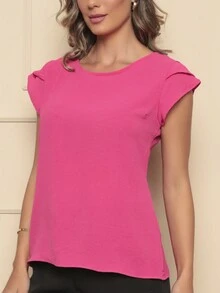 Women Blouses - 玫紅色 - 查看 4