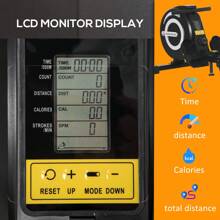 HOMCOM Indoor Body Health & Fitness Adjustable Magnetic Rowing Machine Rower With LCD Digital Monitor & Wheels For Home, Office, Gym - Black - View 9