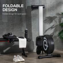 HOMCOM Indoor Body Health & Fitness Adjustable Magnetic Rowing Machine Rower With LCD Digital Monitor & Wheels For Home, Office, Gym - Black - View 8