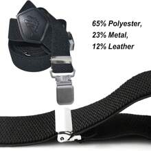 Mens Brace With Strong Metal Clips, Brace For Men Trousers Heavy Duty Elasticated Cross Braces Adjustable X-Back Genuine Leather Trimmed Button, Classic Pant Suspenders Fits All Men And Wome - Black - View 4