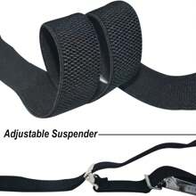 Mens Brace With Strong Metal Clips, Brace For Men Trousers Heavy Duty Elasticated Cross Braces Adjustable X-Back Genuine Leather Trimmed Button, Classic Pant Suspenders Fits All Men And Wome - Black - View 3