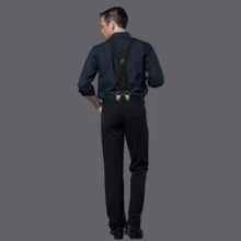 Mens Brace With Strong Metal Clips, Brace For Men Trousers Heavy Duty Elasticated Cross Braces Adjustable X-Back Genuine Leather Trimmed Button, Classic Pant Suspenders Fits All Men And Wome - Black - View 7