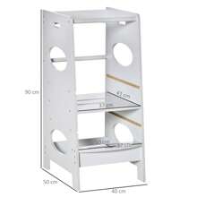 HOMCOM Toddler Step Stool Kids Adjustable Standing Tower With Rail For Kitchen Counter - Gris - View 3