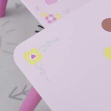 HOMCOM 3 Pcs Kids And Table Chair Set Princess & Crown Theme Home Furniture Pretty Gift 2-4 Years Pink - Pink - View 7