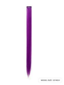 10 piezas de extensiones de cabello con clip en tonos morado y coloridos para mujeres, mechones de cabello liso perfectos para uso diario, fiestas, disfraces, Halloween y cosplay. Extensiones de cabello liso y colorido de 22 pulgadas para fiestas de princesas de niñas - Morado - Ver 3