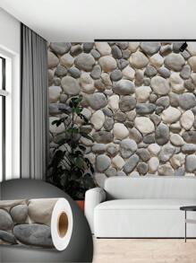 Rolo 3 metros Papel de Parede Auto Adesivo Tijolo a Vista Canjiquinha Pedras Sala Quarto Cozinha Banheiro Lavável - Tijolo Canjiquinha Pedras - Visão 1