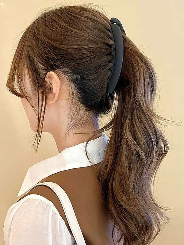 1pc Minimalist Hair Clip Solid Color Fashion Frosted Banana Hair Clips Hair Styling Clip Ponytail Clip Barrettes Hair Claw Hairpins Wearing It When Going Out  Daily Headdress And Hair Accessories For Women, As A Gift For Friends And Family Accessories