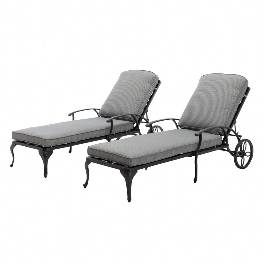 HOMEFUN Chaise Lounge Outdoor Chair Aluminum Pool Side Sun Lounges With ...