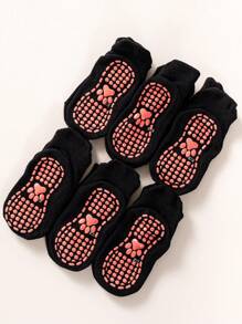 6pairs/Set Kids' Non-Slip Sports Socks With Anti-Skid Gel Comfortable Breathable Floor Socks Suitable For Daily Wear