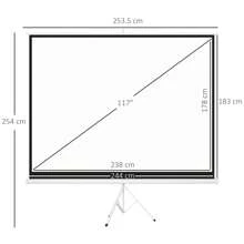 HOMCOM Telo Proiettore da 120" Formato 4:3 in Tessuto a Rete, Plastica e Metallo con Treppiedi, 244x183 cm, Bianco - Bianco - Visualizzare 3